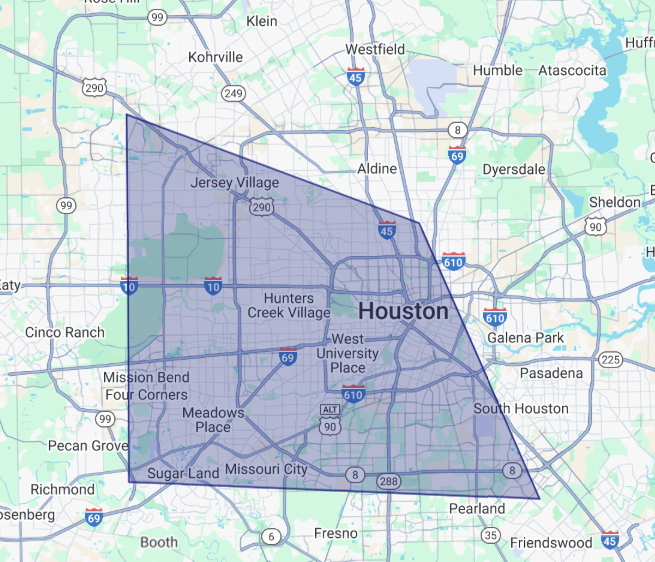 Houston mobile pet grooming service area